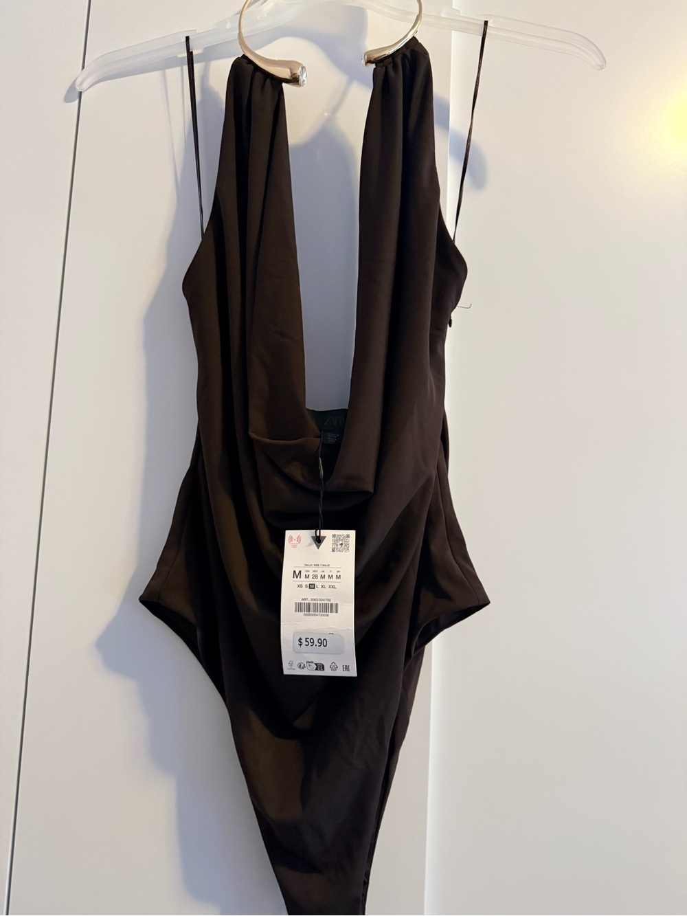Zara Brown Cowl Neck One-Piece